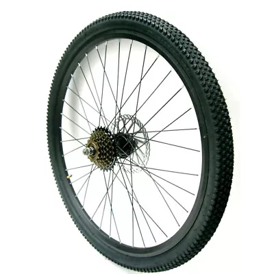 26  MTB Bike Aluminum Rim Rear Wheel Set Road Tire 7 Speed With Disc & Tire • $139