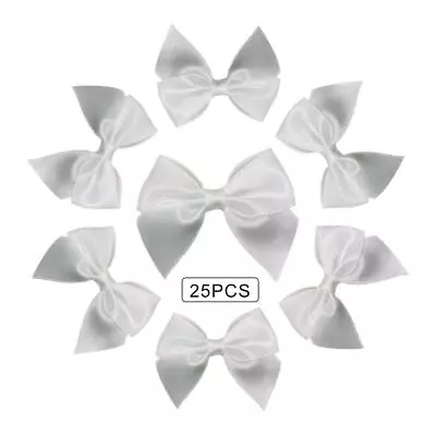 25 Pieces Mini Satin Ribbon Bows With Removable Sticky Gel Pads (White) • $14.90