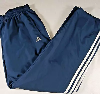 Adidas Mens Size Medium Track Pants Warm Up Mesh Lined Blue Basketball Ankle Zip • $18.99