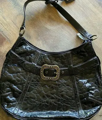  MAXX New York Black Handbag  W/ Buckle PVC & Accent Key Chain Tote  • $6.99