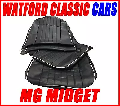 MG Midget / Sprite Pair Of Seat Covers 1970 - 1981 Leather Look Black / White  • $99.95