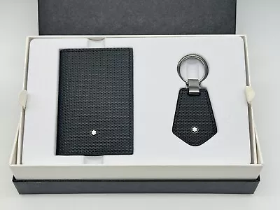 Montblanc Black Leather Card Holder  Wallet & Key Fob Set New 100% Genuine $475 • $275