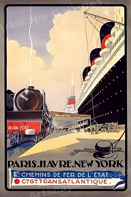 Paris To New York Classic 1920s Vintage Style Travel Poster - 24x36 • $25.95