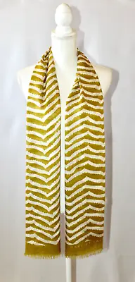 Marc Jacobs Silk Wool Blend Scarf Striped Chevron 70 X30  White Pea Green • $21.99