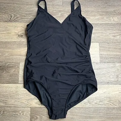 Miraclesuit Black Ruched One Piece Swimsuit 18 • $40