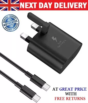 Genuine 25W Super Fast Type C Charger Plug/Cable For Samsung Galaxy S20 S21 S22 • £2.49