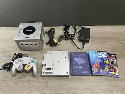 Nintendo GameCube GC GameBoy Player+StartUp Disc Set Silver Tested Working Japn • £146.81