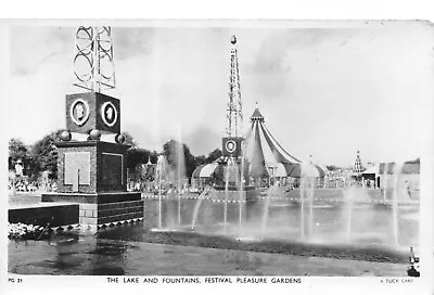 Festival Of Britain 1951 Postcard Lake And Fountains Used Unused Gd +v Gd • £4