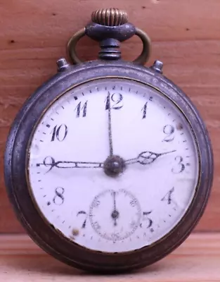 JUNGHANS ALARM POCKET WATCH MILITARY CAL. 4347 52mm #148328 FOR REPAIR (CE) • $44.95