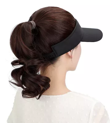 Women Hat Wig Hat With Hair Ponytail Wig Baseball Cap With Hair Brown Black Wavy • $20.45