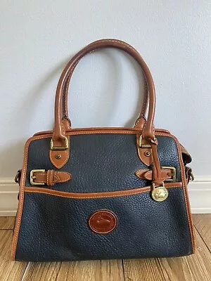 Vintage Dooney & Bourke Satchel Handbag Leather Black Tan • $39.95