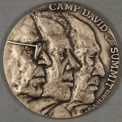 1978 Camp David Summit Art Round~Sadat Carter & Begin Sterling Silver • $33.99