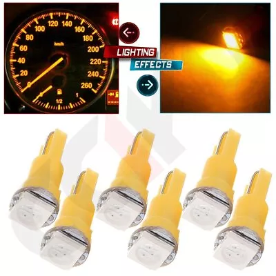 6x T5 Amber/Yellow 1SMD-5050 LED Wedge Instrument Panel Light Bulb 58 70 74 73 • $6.83