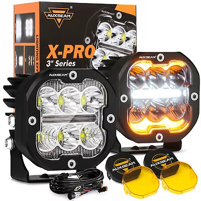 AUXBEAM 3 Inch LED Driving Lights Amber&White Dual Color X-PRO Pods Work Lamp • $139.99