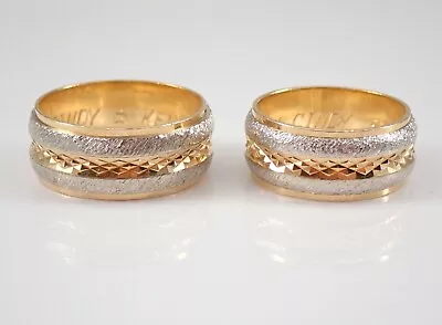 Vintage Estate HIS And HER 14K Yellow Gold Wedding Band Anniversary Ring Set • $1295