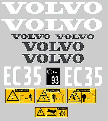 Volvo Ec35 Digger Complete Decal Sticker Set With Safety Warning Decals • $56.91