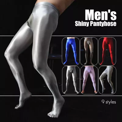 Men Sexy Shiny Glossy Spandex Pantyhose Stockings Opaque Sports Sheath Tights US • $9.79
