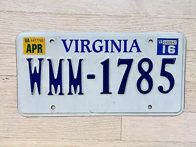 2016 VIRGINIA License Plate - WMM-1785 • $8.99