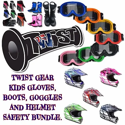 Peewee Kids Jr Mx Dirt Bike Helmet Gloves Goggles Boots Matte Black Large • $399