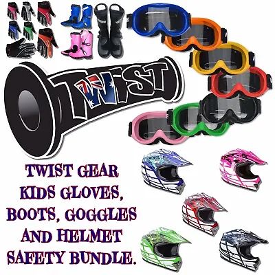 Peewee Kids Jr Mx Dirt Bike Helmet Gloves Goggles Boots Matte Black Small • $399