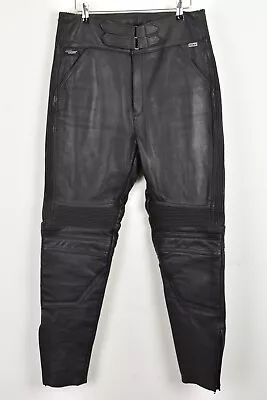 WOLF Black Leather Motorbike Trousers Size 34 Mens Outdoors Outerwear Menswear • $49.19