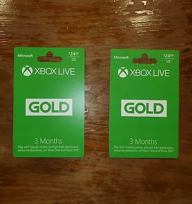 Microsoft Xbox Live 3-Month Gold Membership Card • $50