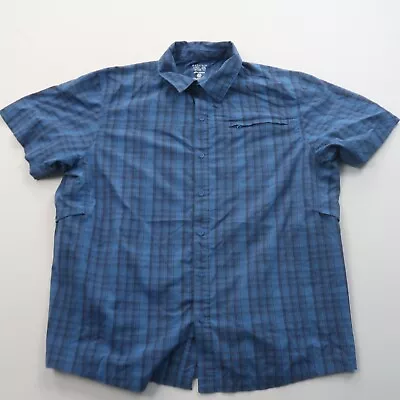 Mountain Hardwear Mens Hiking Shirt Size Large Blue Plaid Button Up Breathable • $16.99