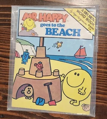 Mr. Happy Goes To The Beach Paperback Roger Hargreaves Mr. Men Word Book • $9.99