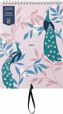 Busy B Couples Wall Calendar January To December 2024 – Peacocks – Slim Year Pla • £8.26