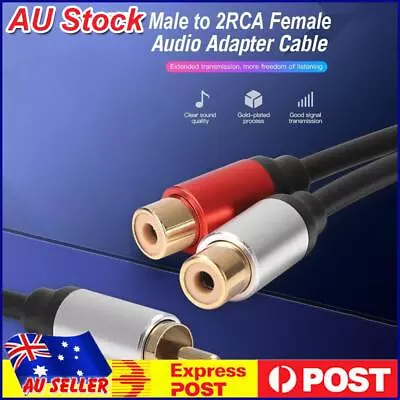 1 Male To 2 Female Adapter RCA To 2-RCA Y Splitter Cable For Audio Amplifier • $8.49