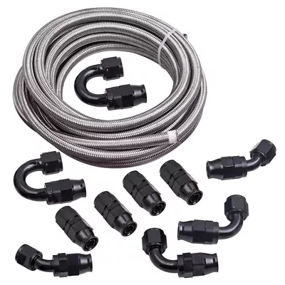 AN10 AN-10 Braided PTFE E85 Ethanol 20FT Oil Gas Line Fuel Hose End Fitting • $124.80