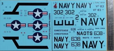 Vought F7U-3 Cutlass US Navy Decal For Aircraft Scale 1/48 CAT4 D48003 • $10.99