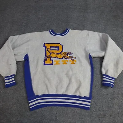 Pitt Panthers Sweatshirt M Gray Heather Embroidered Vintage • $39.90
