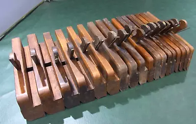 Half Set Of 18 Vintage Moulding Planes Hollows And Rounds Beech Wood No 2 To 18 • $183.17