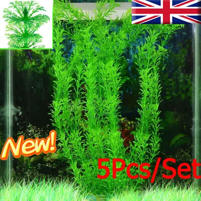 5x Large Artificial Plastic Water Grass Plants Fish Tank Aquarium Ornament Decor • £5.97