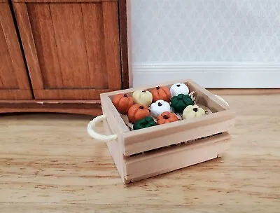 Dollhouse Wood Crate With Vegetables Small Gourds Pumpkins 1:12 Scale Miniature • $6.75