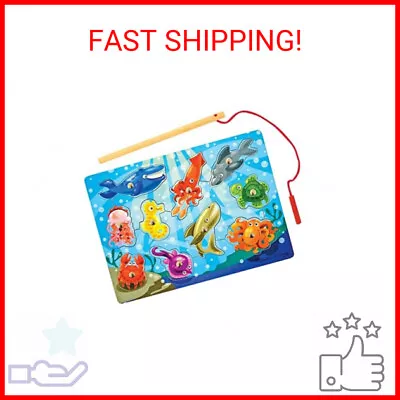 Melissa & Doug Magnetic Wooden Fishing Game And Puzzle With Wooden Ocean Animal  • $14.58