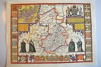 Vintage Replica  John Speed Map Of Cambridgeshire Circa.1610 Cambridge • £9.99