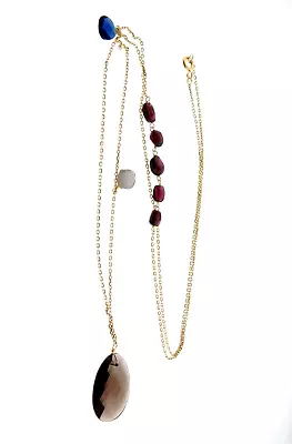 Sterling Silver Multi Gemstone Necklace 32 Inches • $32.19