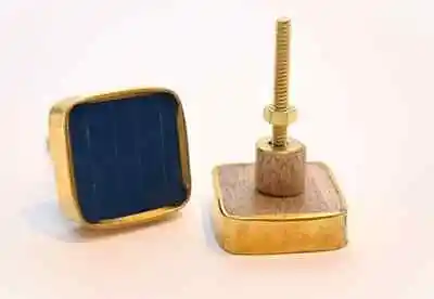 Acrylic Knob With Brass Edge - Blue • £1.20