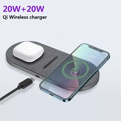 Dual 20W  Wireless Charger Pad Mat For Air Pod 2 Apple IPhone 13 Pro Max 12/11 • $28.99