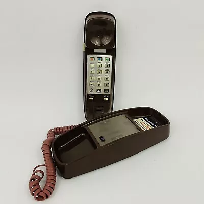 Vintage 1988 Chocolate Brown Push Button Touchtone Telephone AT&T Working 80s • $15