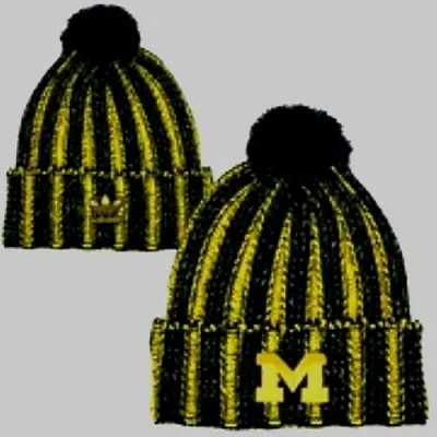 Michigan Wolverines Cuffed Knit Beanie With Multi Stripes Hat Winter Ski Cap NWT • $12.99