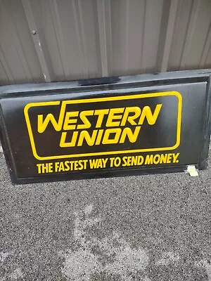 Vintage Western Union The Fastest Way To Send Money Sign  • $155