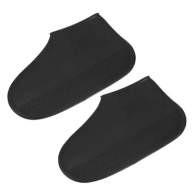 Waterproof Silicone Shoe Cover Non-Slip Overshoes Rain Boot Galoshes (Black L) • £9.61