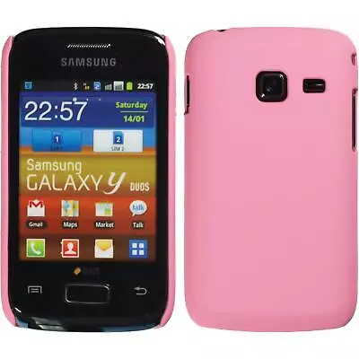 Hard For Samsung Galaxy Y Duos Case Pink Rubberised +2 Protector • $14.97