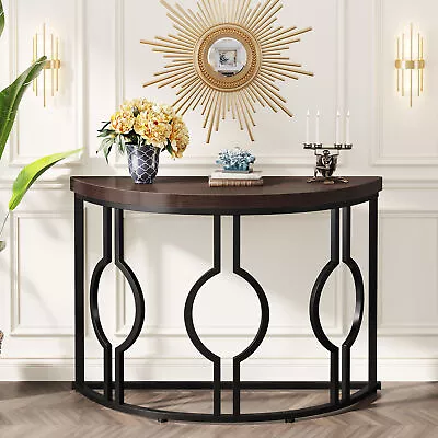 Tribesigns Modern Half Moon Console Table Entryway Hallway Table With Metal Base • $90.07