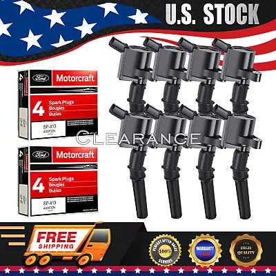 8 Ignition Coils DG508 & Motorcraft Spark Plugs SP413 For Ford F150 Mustang 4.6L • $79.99