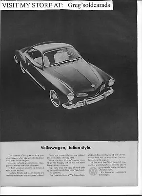 Original 1964 Volkswagen Karmann Ghia Print Ad:    Volkswagen Italian Style  • $4.95