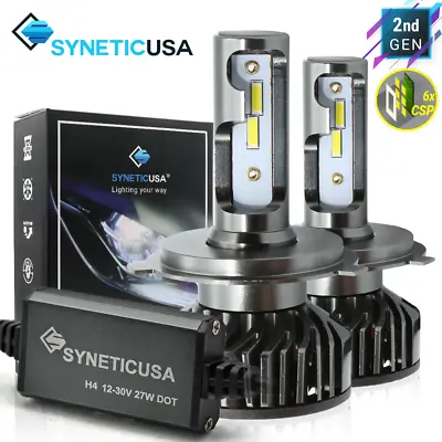 Syneticusa 9003/H4 CSP 6000K White LED Headlight Bulbs Conversion Kit Hi-Low • $31.43